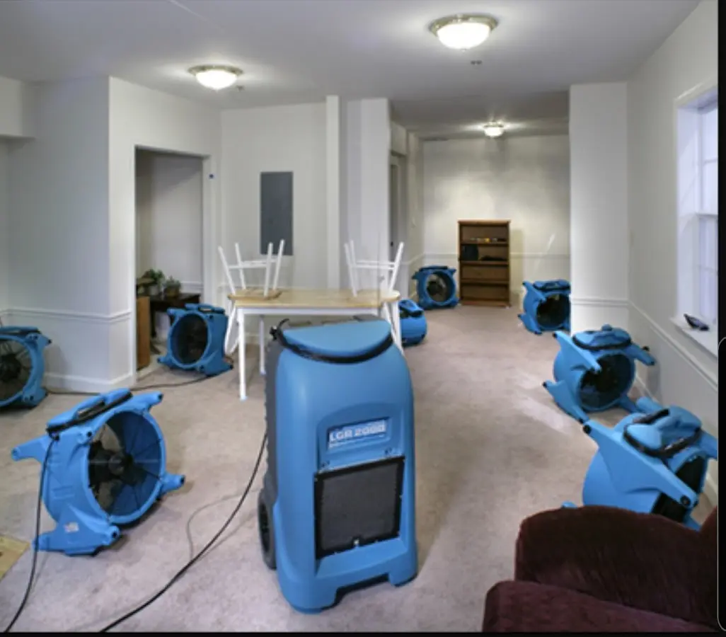 Air movers and dehumidifier setup for Water Extraction & Removal in Eunice